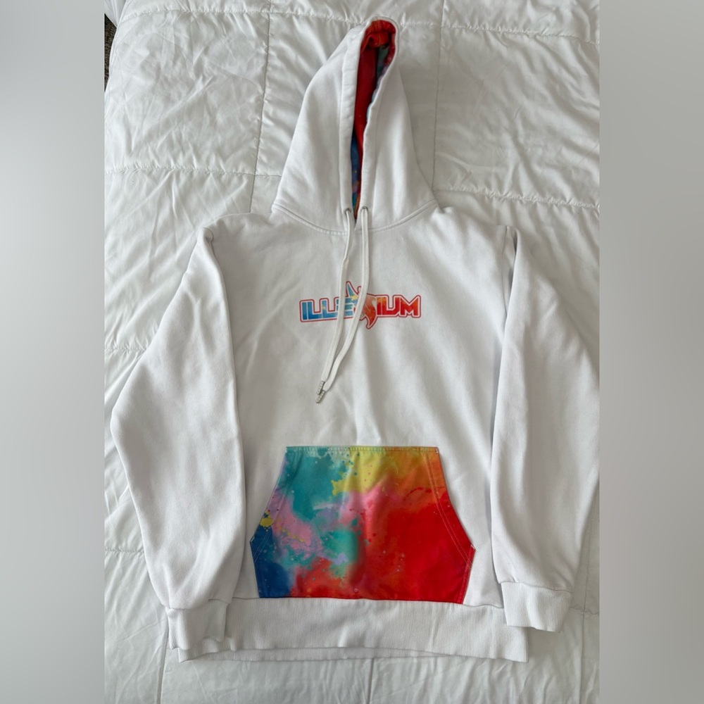 Illenium White Hoodie with Colorful Pocket
